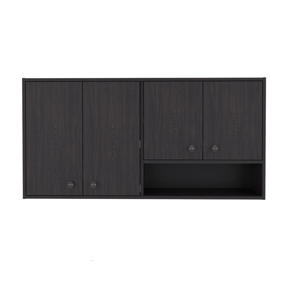 Spindale Kitchen Wall Cabinet, Wall-Mounted Cabinet with Built-In Dish Rack and Open Nook, Kitchen Storage – Built-In Dish Rack
