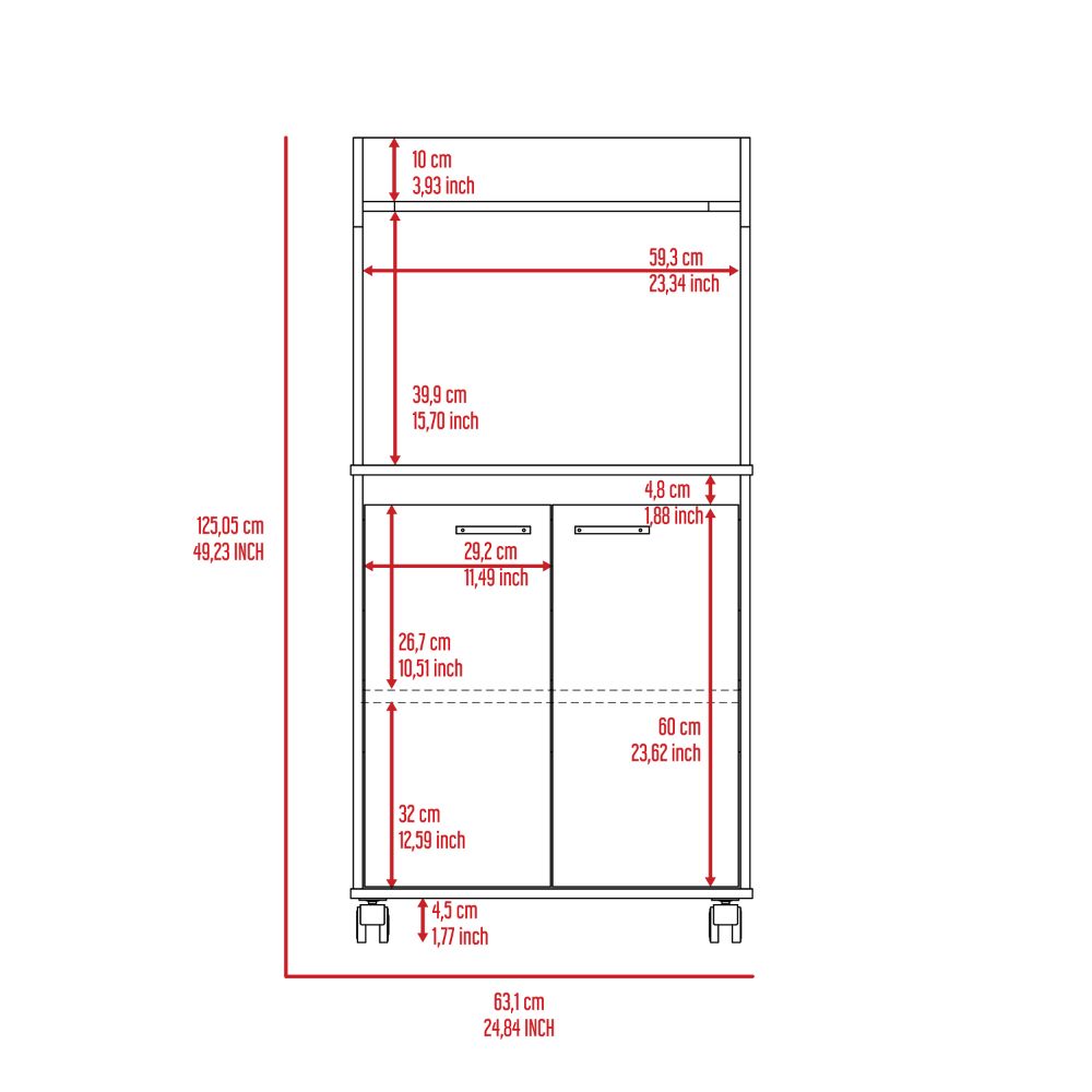 MLW 6770 - Kitchen cart internal dimensions