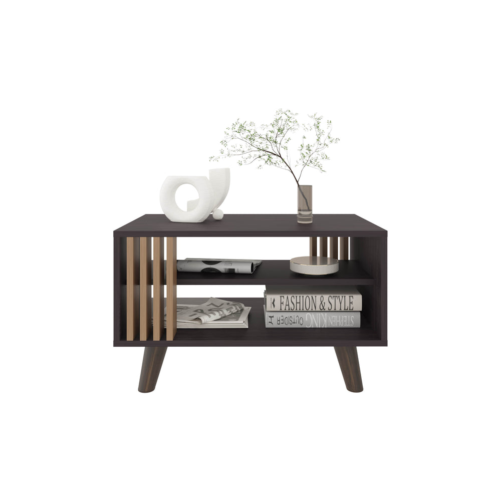 26-Inch Roann Coffee Table with Single Door and 2 Open Shelves – Two-Tone Finish