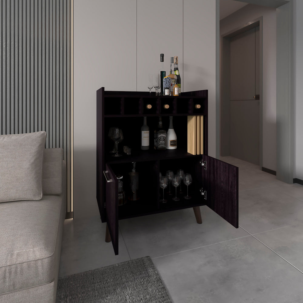 31-Inch Ayr Bar Cabinet with Double Door – Open Display Shelf