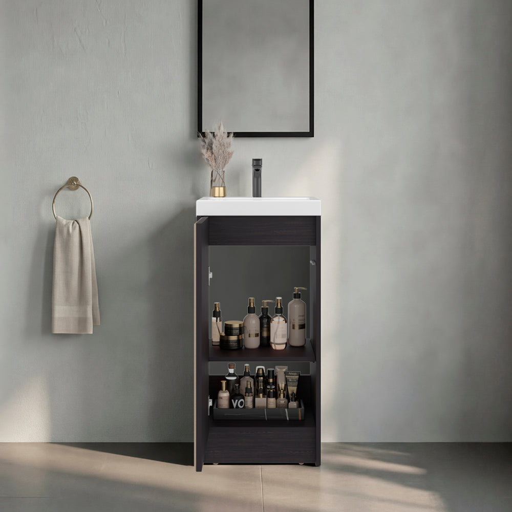 16" Homer Freestanding Bathroom Vanity with Single Door – Enclosed Cabinet Storage