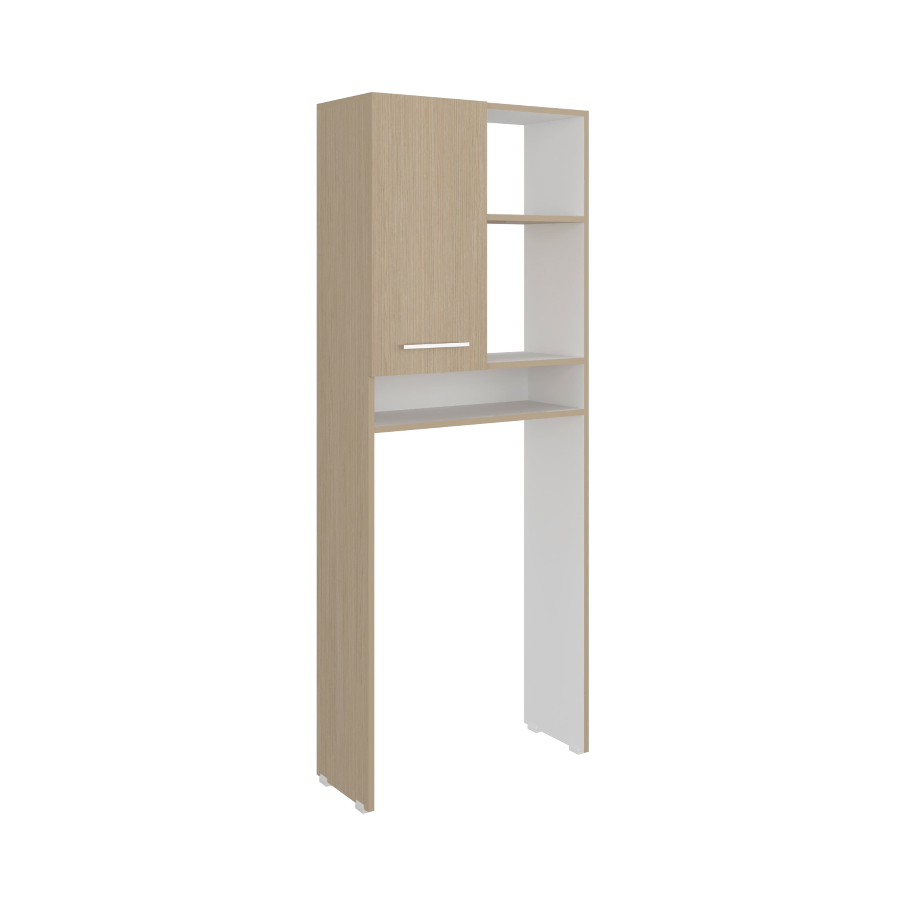 OCB 14707 - Over-the-toilet cabinet, Cartagena oak and white, angled view, closed, white background