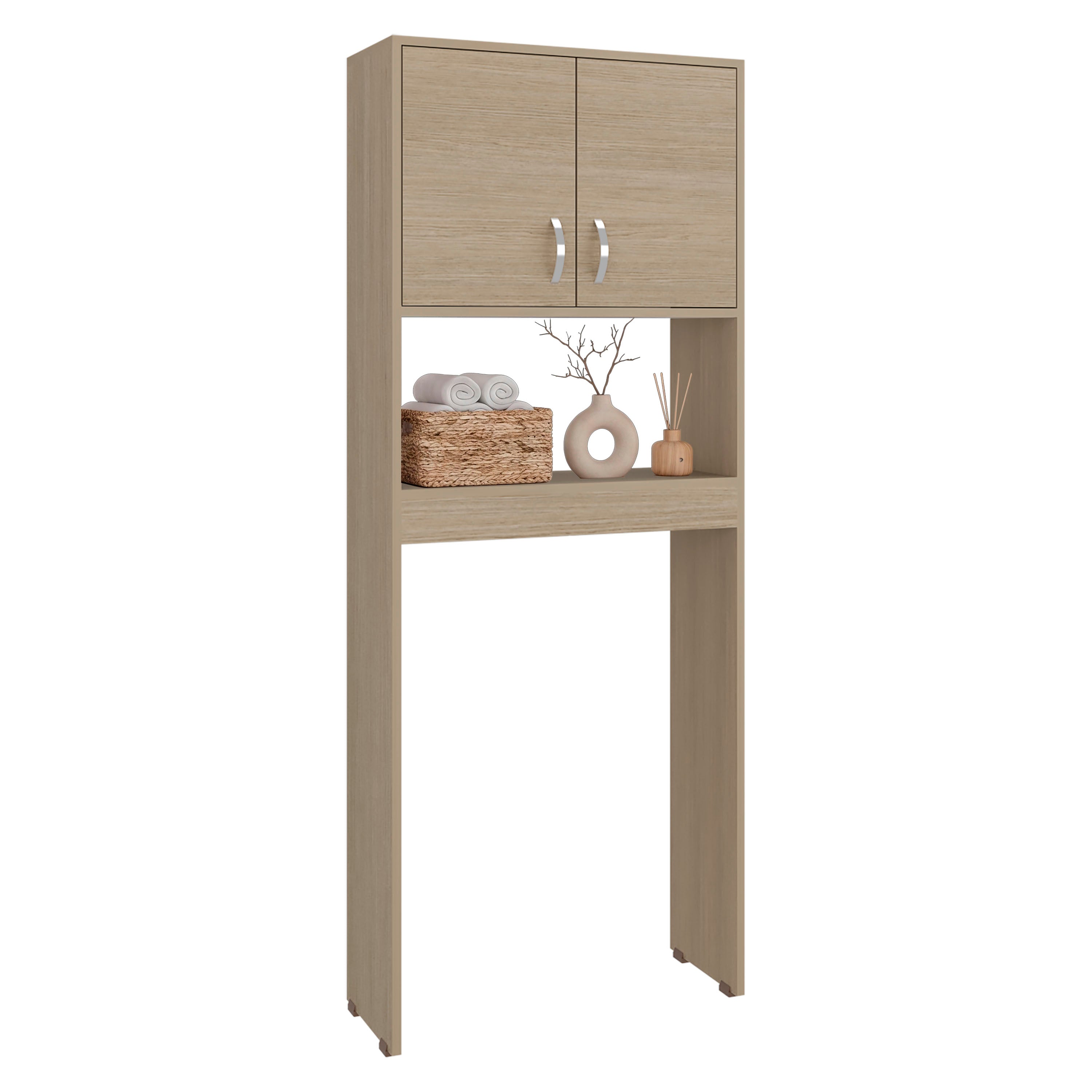 OLC 14697 - Over-the-toilet cabinet, angled view, styled, white background