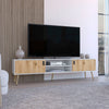 Toka TV Rack with Two Hinged Doors and Central Shelves