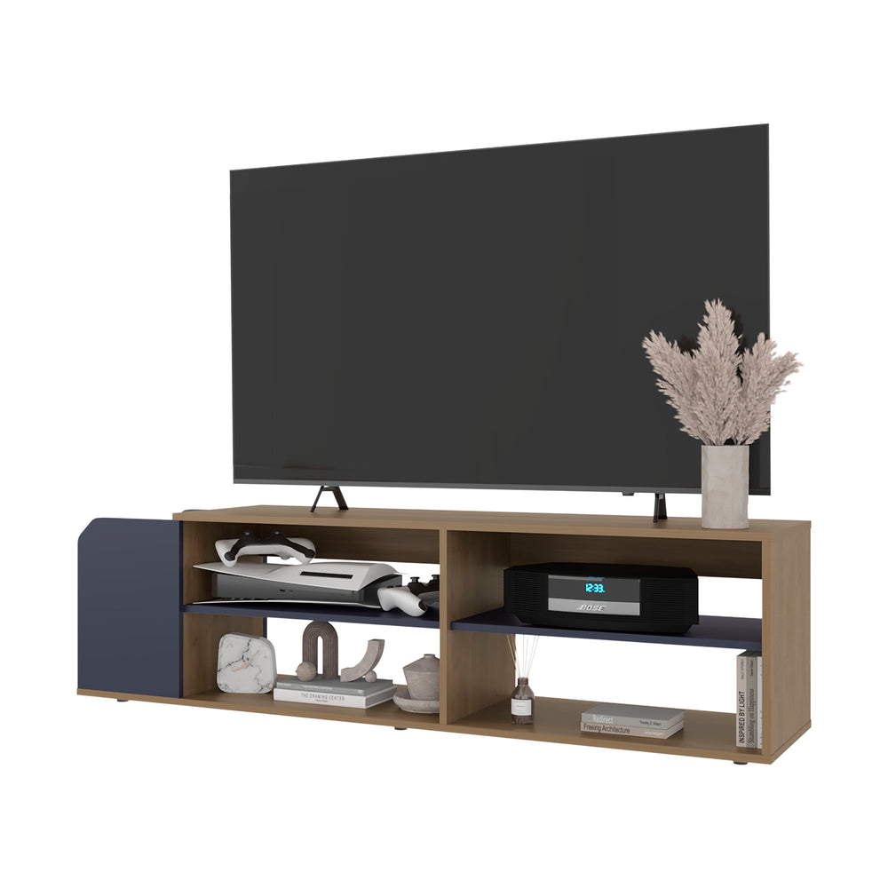 59-Inch Stem TV Stand with 5 Open Shelves – Display-Ready Design