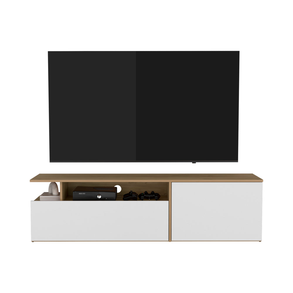 63-Inch Virgil TV Stand with Double Door and 4 Open Shelves – Sturdy Top Surface