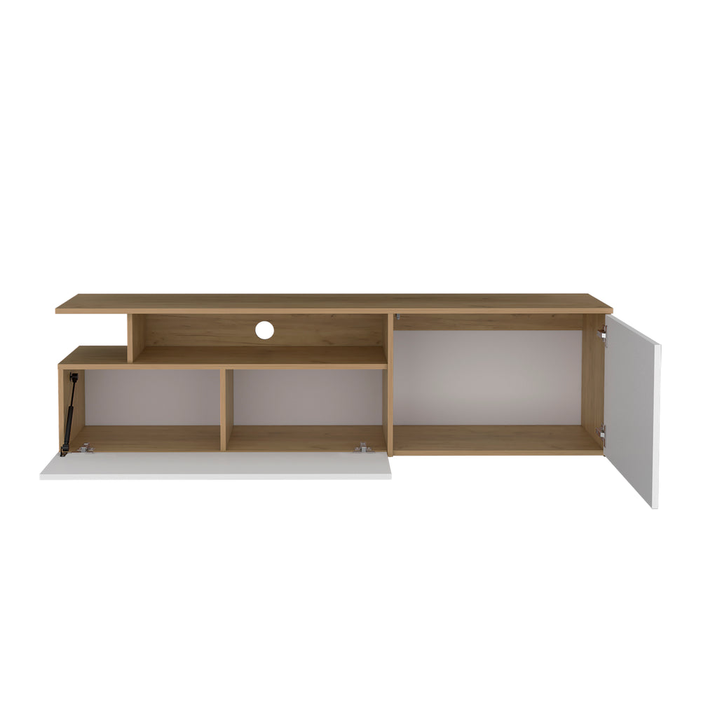 63-Inch Virgil TV Stand with Double Door and 4 Open Shelves – Flexible Interior Organization