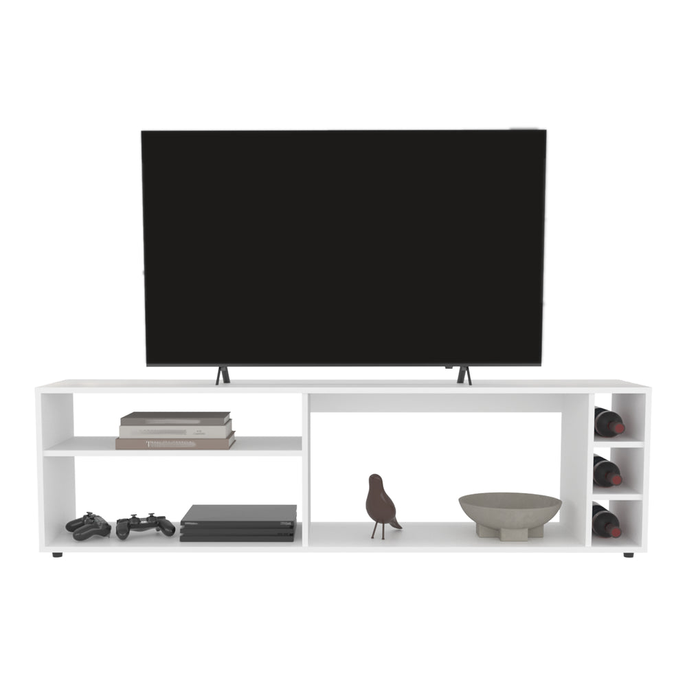 63-Inch Weir TV Stand with 6 Open Shelves – Long Low Silhouette