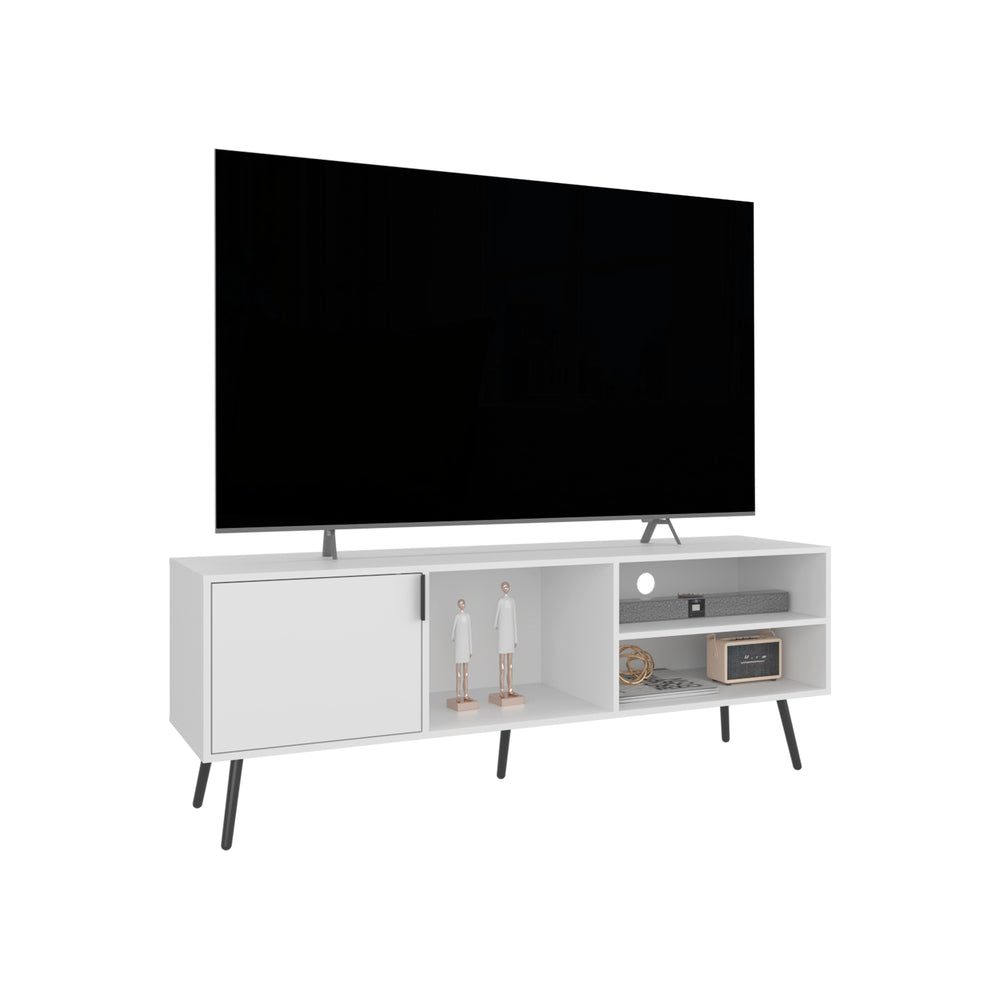 63-Inch Ekwok TV Stand with Single Door and 3 Open Shelves – Cabinet And Open Storage