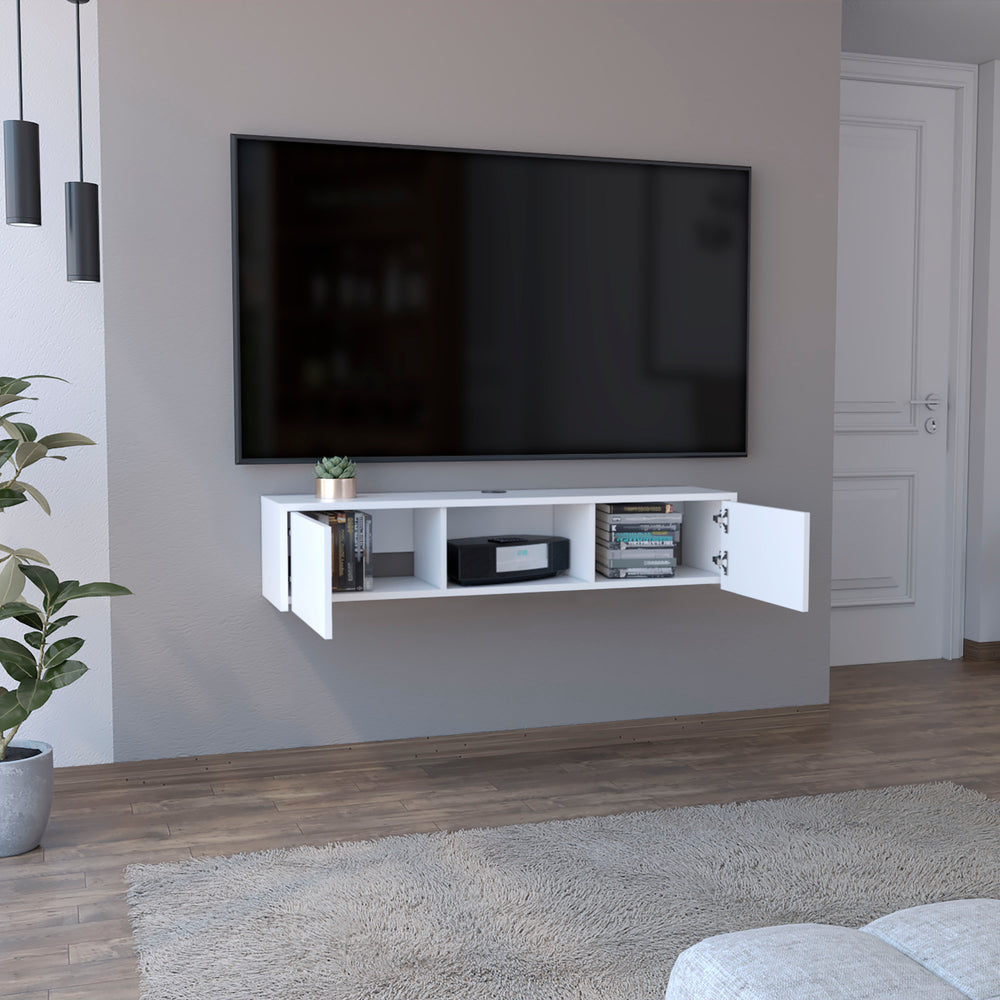 49-Inch Adel TV Stand with Wall-Mounted – Open Center Shelf