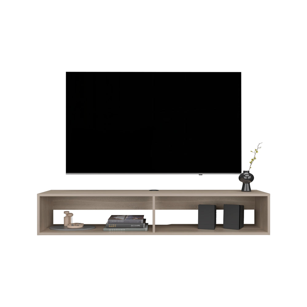 59-Inch Lakes TV Stand with 2 Open Shelves – Built-In Cable Routing