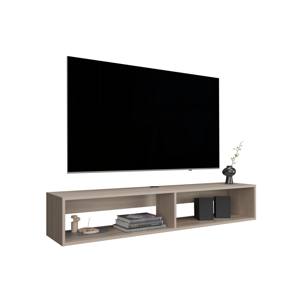 59-Inch Lakes TV Stand with 2 Open Shelves – Wall-Mounted Floating Design