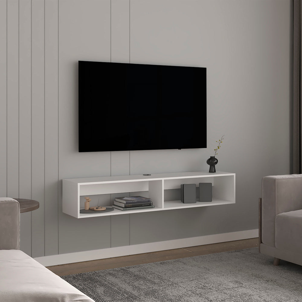 59-Inch Lakes TV Stand with 2 Open Shelves – Durable Engineered Wood Build