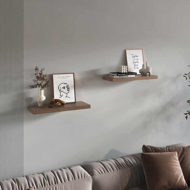 Belville Light Brown floating shelves — set of 2