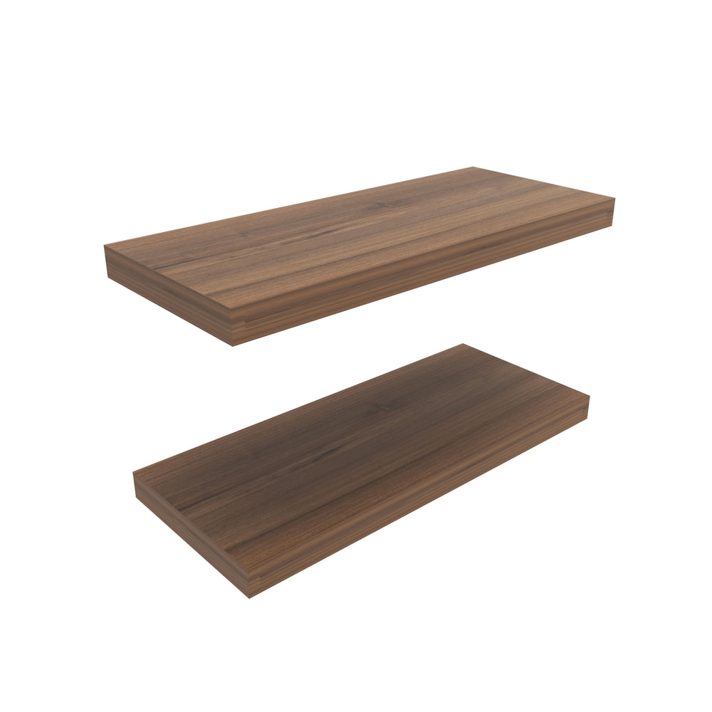 1.50-Inch Belville Floating Shelves, 2 Shelves – Light Brown Engineered Wood Finish