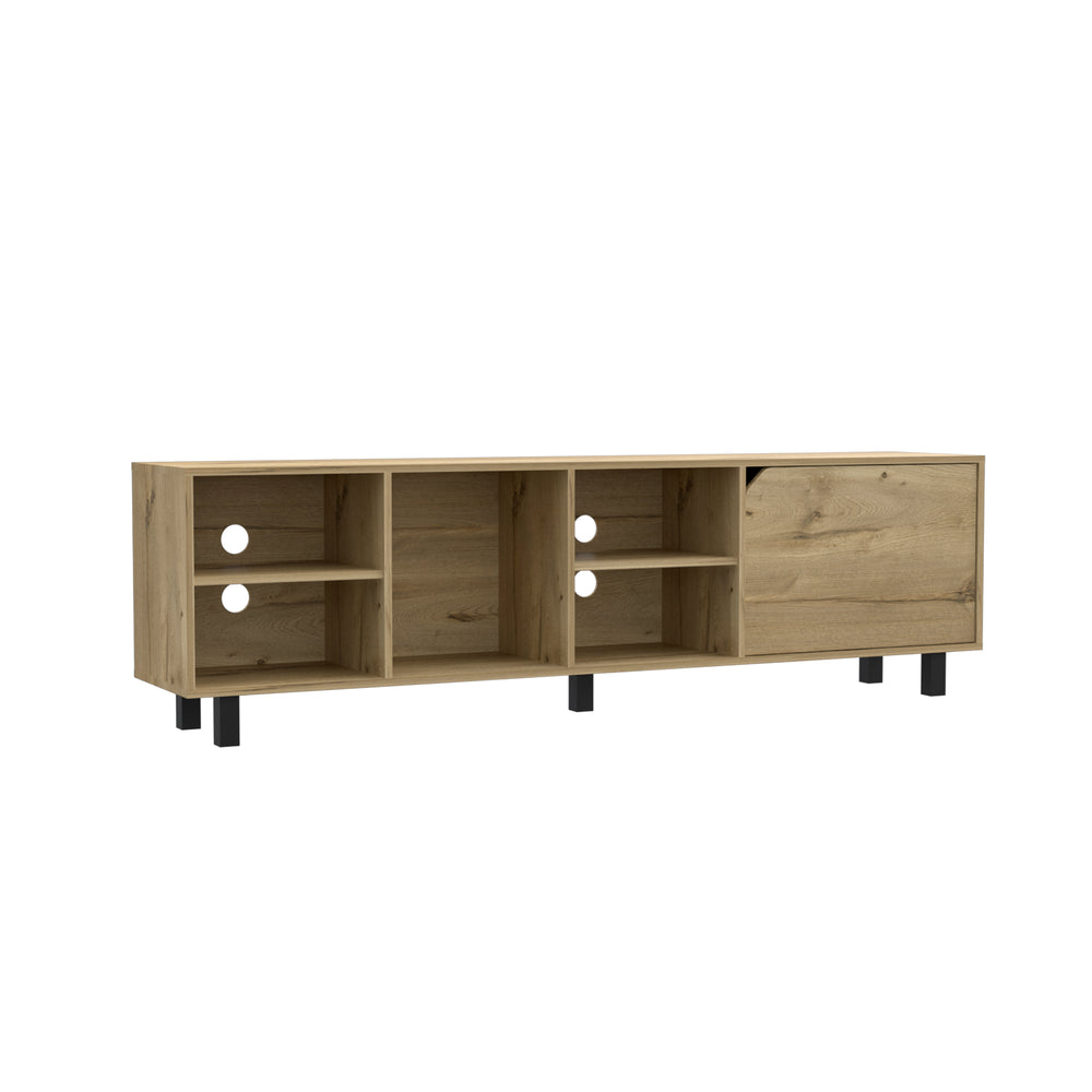 71-Inch Conquest TV Stand with 4 Open Shelves – Ventilated Open Cubbies