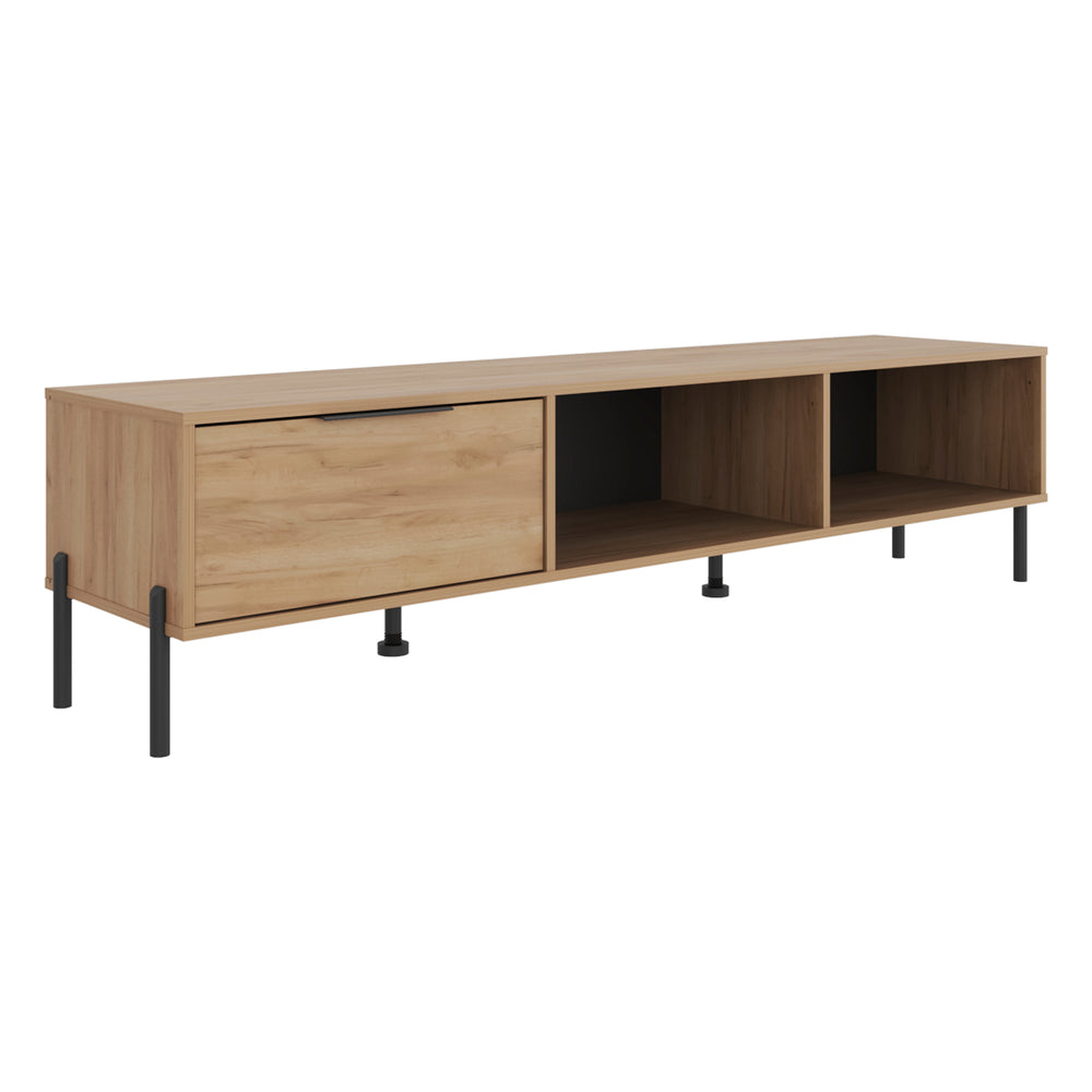 Elroy Long TV Stand with a Storage Drawer and Open Shelving for TVs up to 85 Inches – Durable Construction