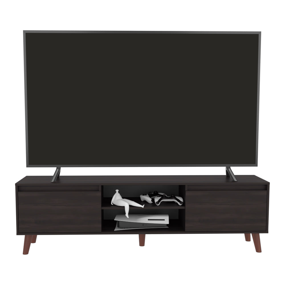 71-Inch Elaine TV Stand with Double Door and 2 Open Shelves – Elevated, Modern Look