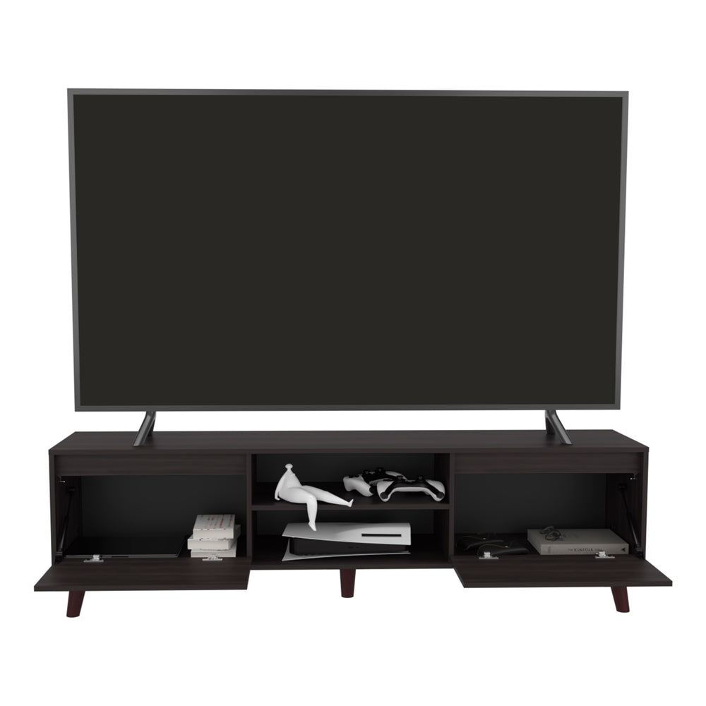 71-Inch Elaine TV Stand with Double Door and 2 Open Shelves – Reliable Support