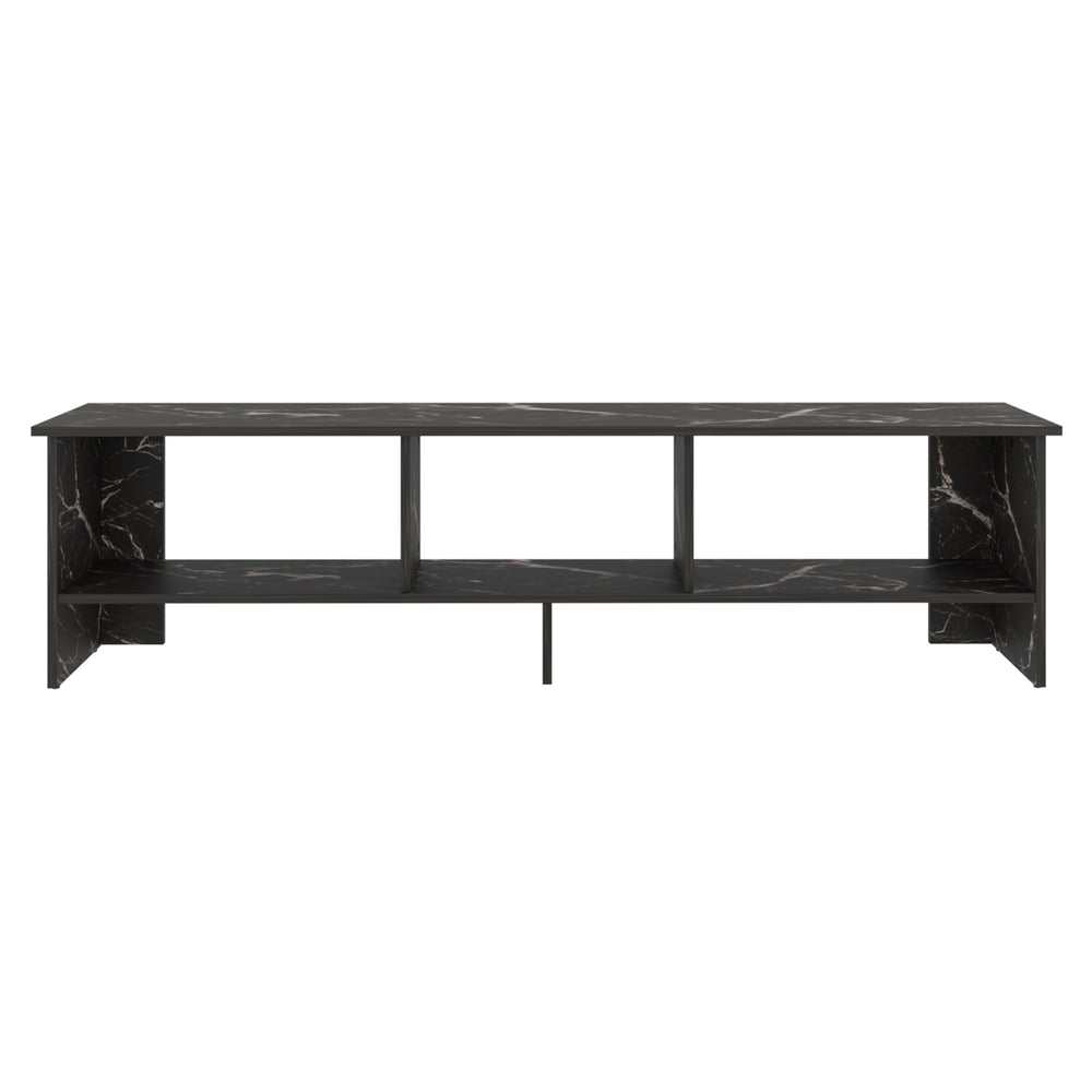 Clover Open-Shelf TV Stand for a 65-Inch TV with Center Storage Compartment for the Living Room – Open-Shelf Design