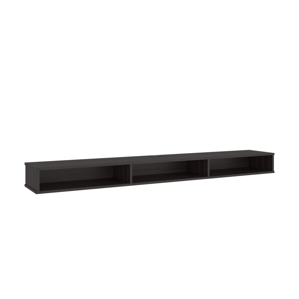 6-Inch Selz Modern Wall-Mounted Floating TV Stand with Open Storage Cubbies – Dark Walnut Manufactured Wood Finish