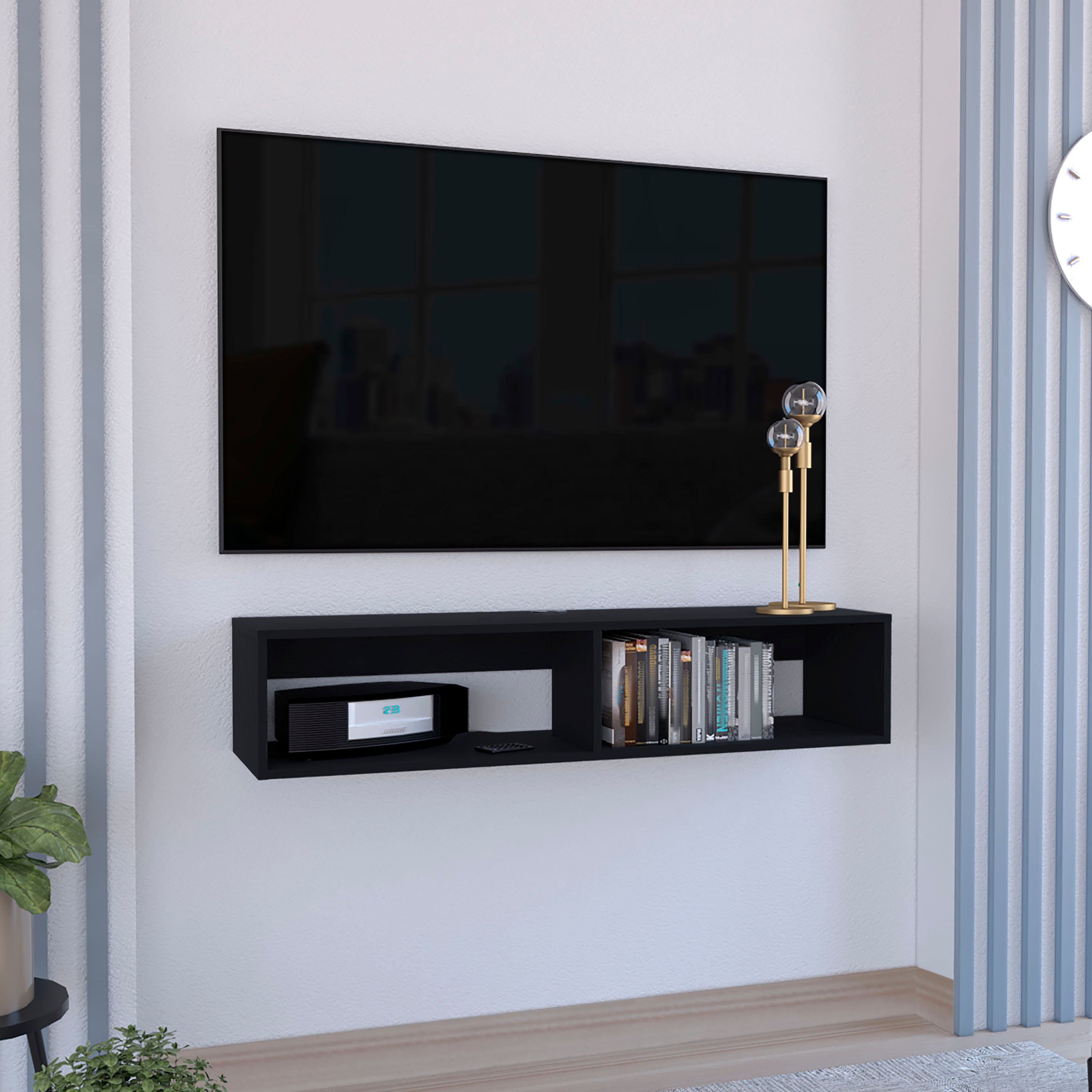 Klein FloatingTV Stand, Space-Saver Design with Functional Shelves