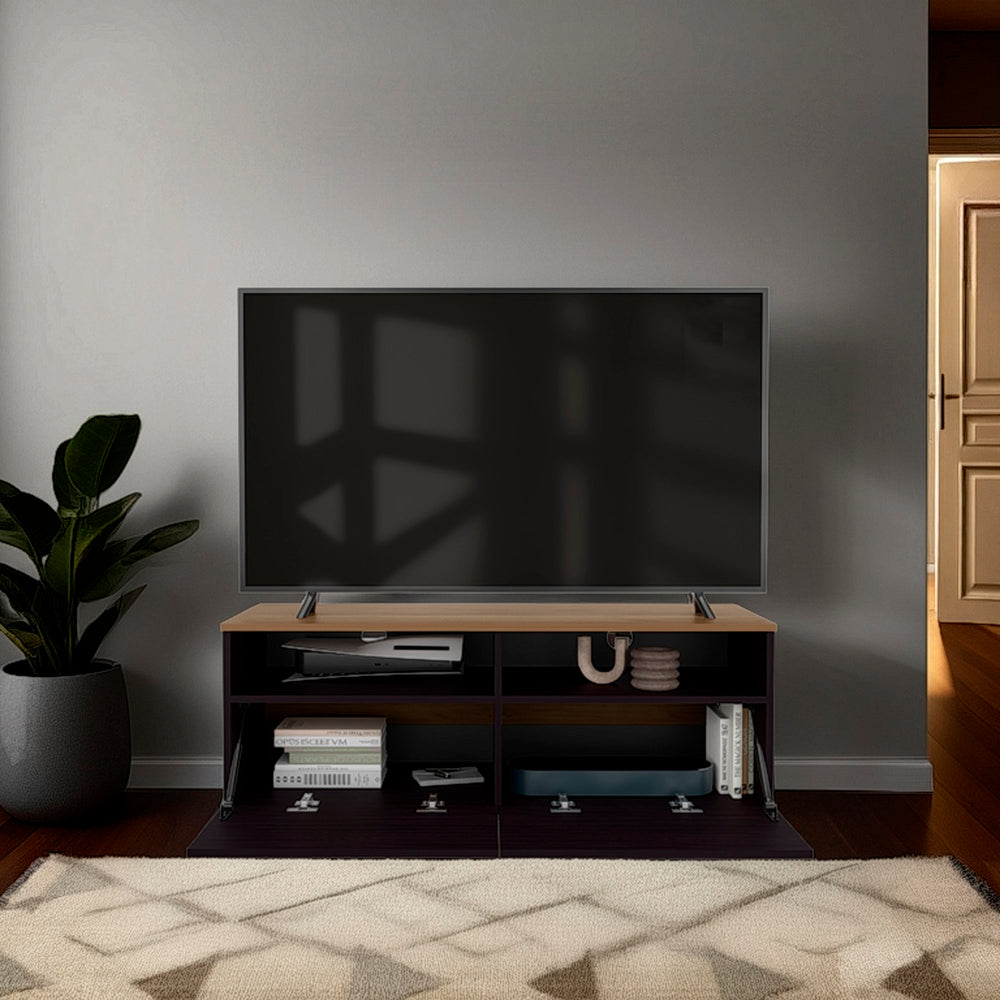44-Inch Wrens TV Stand with Double Door and 2 Open Shelves – Two-Tone Cabinet Finish