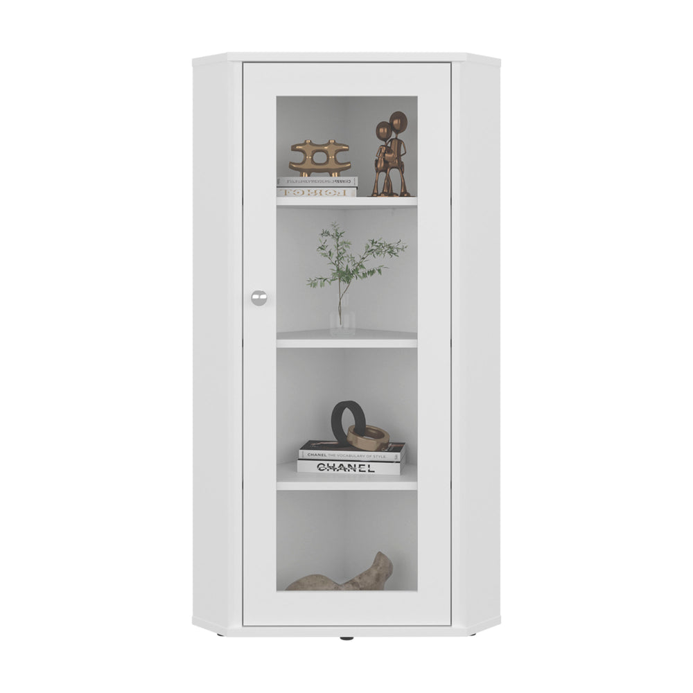 18-Inch Ruffin Display Storage Cabinet with Single Door and 4 Open Shelves – Durable Construction