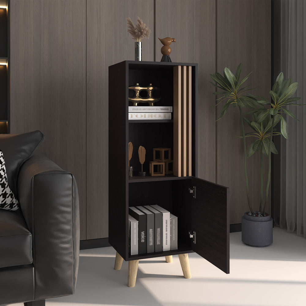16-Inch Orrin Storage Cabinet with Single Door and 2 Open Shelves – Functional Dimensions