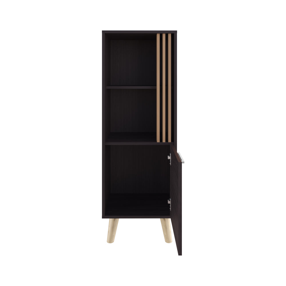16-Inch Orrin Storage Cabinet with Single Door and 2 Open Shelves – Elevated Design
