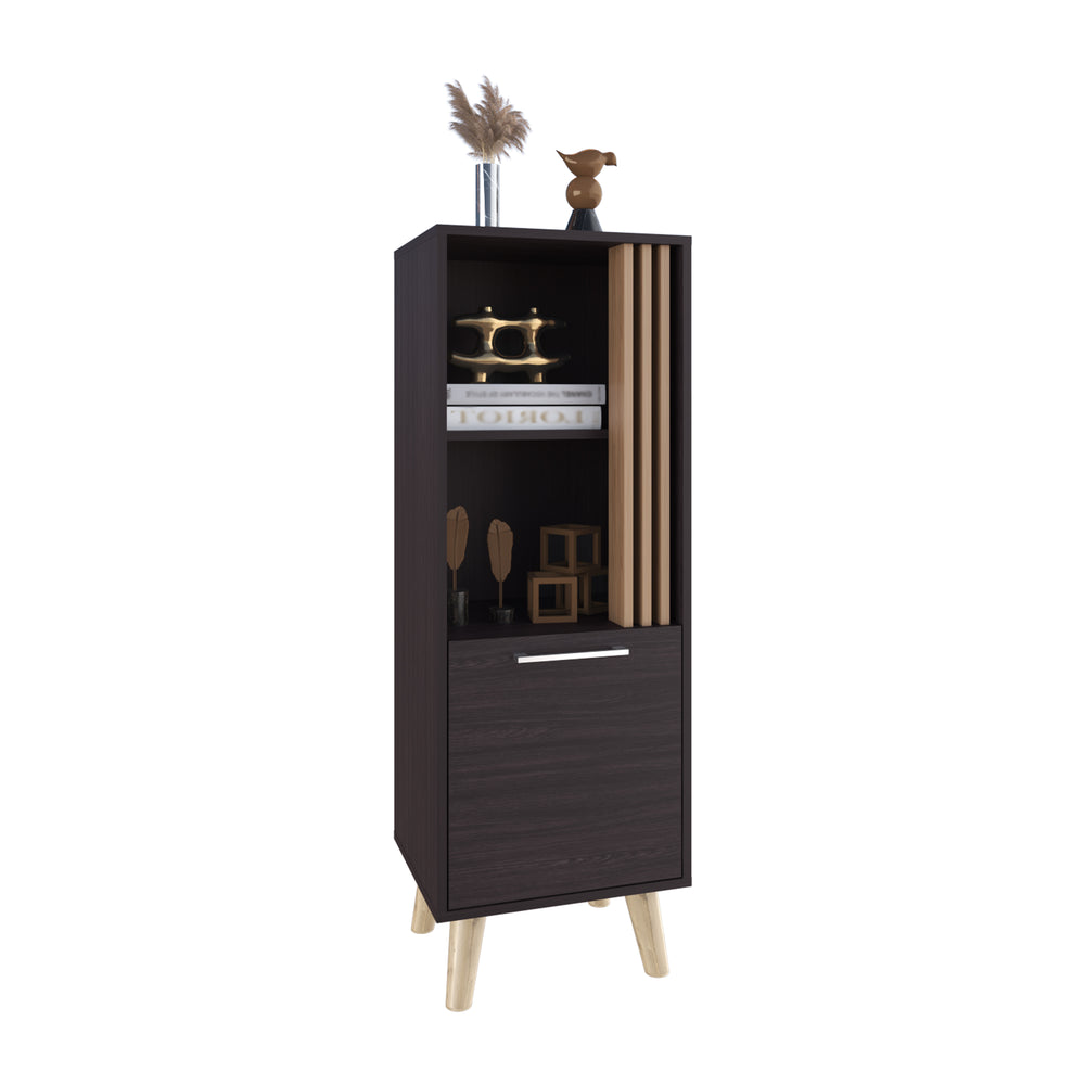 16-Inch Orrin Storage Cabinet with Single Door and 2 Open Shelves – Ample Storage Space