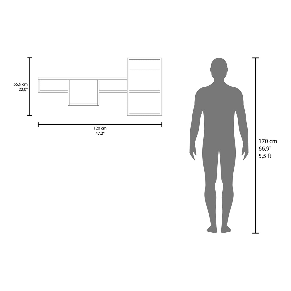 47-Inch Norman Furniture with 7 Open Shelves – Sturdy Wall-Mounted Build