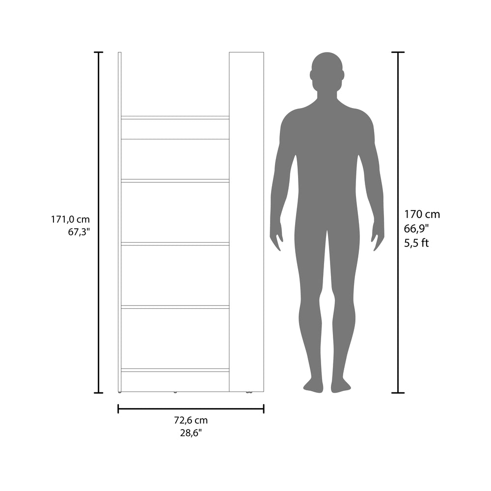 29-Inch Newtok Ladder Bookcase with 5 Open Shelves – Indoor Use And Assembly Required