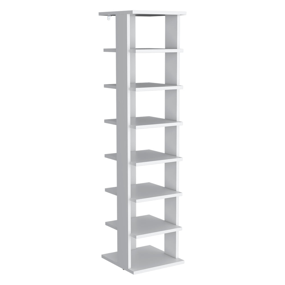 12-Inch Glacier Shoe Storage Cabinet with 7 Open Shelves – Durable Engineered Wood Build