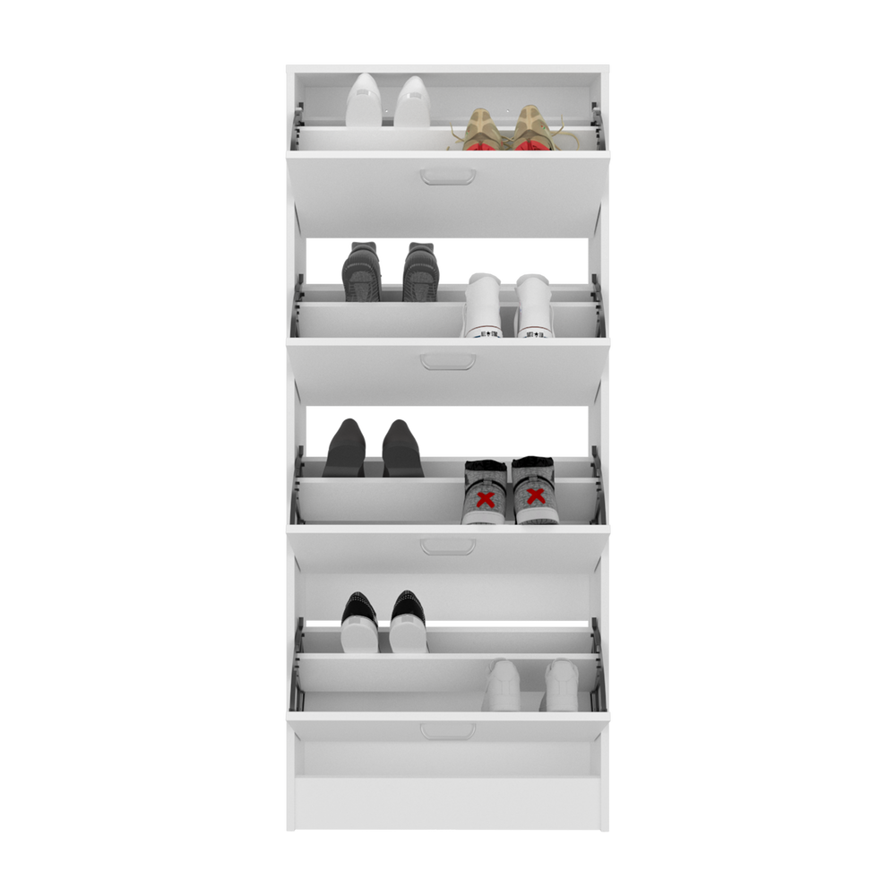 25-Inch Kobuk 4 Shoe Storage Cabinet with 4 Open Shelves – Stacked Compact Footprint
