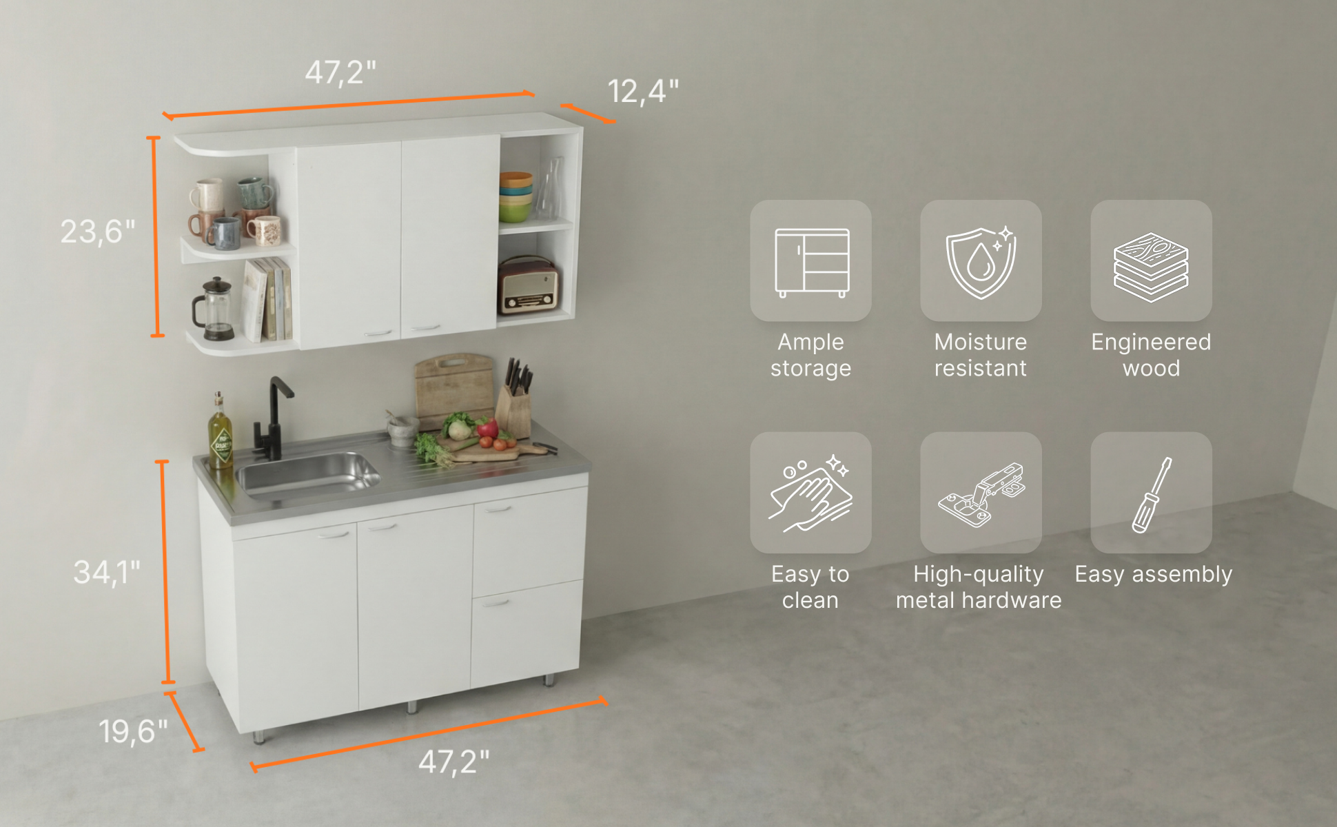 47-Inch Byron Kitchen Set – Medidas