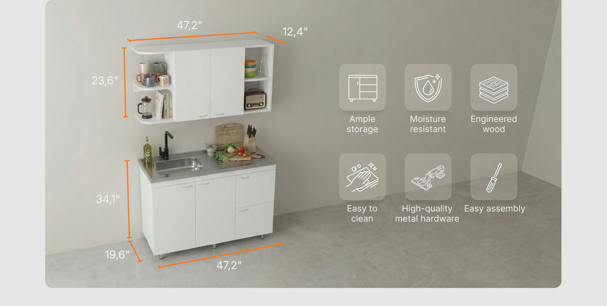 47-Inch Byron Kitchen Set – dimensions