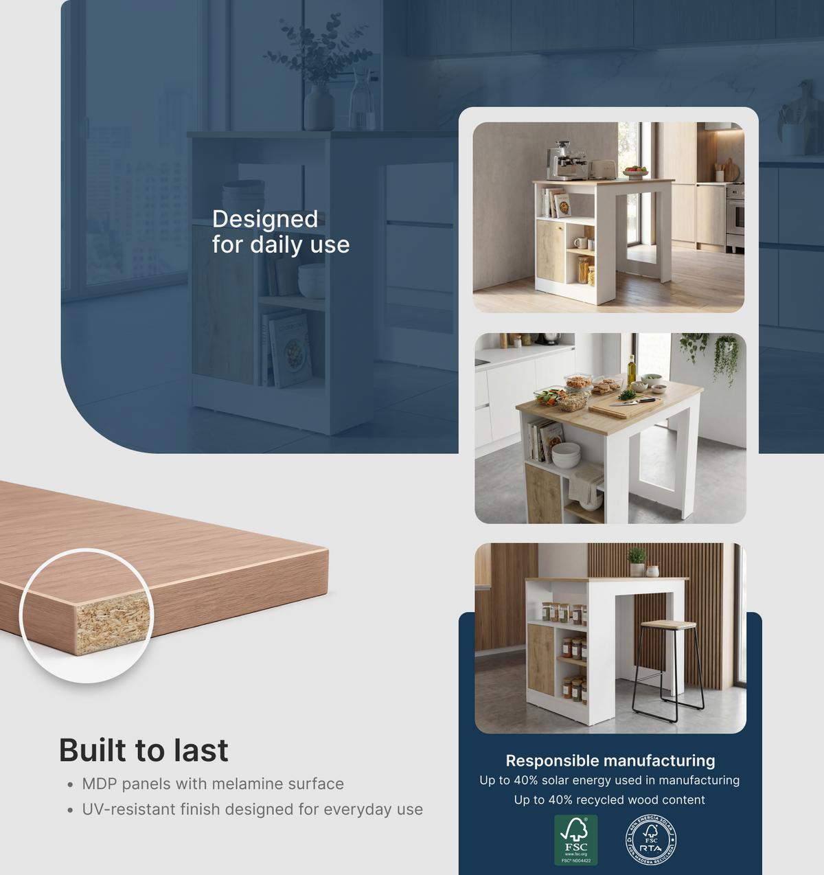 36-Inch Masset Kitchen Island – uses and materials