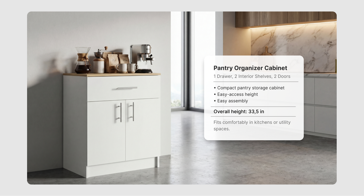 24-Inch Barbados Pantry Cabinet with Double Door – overview