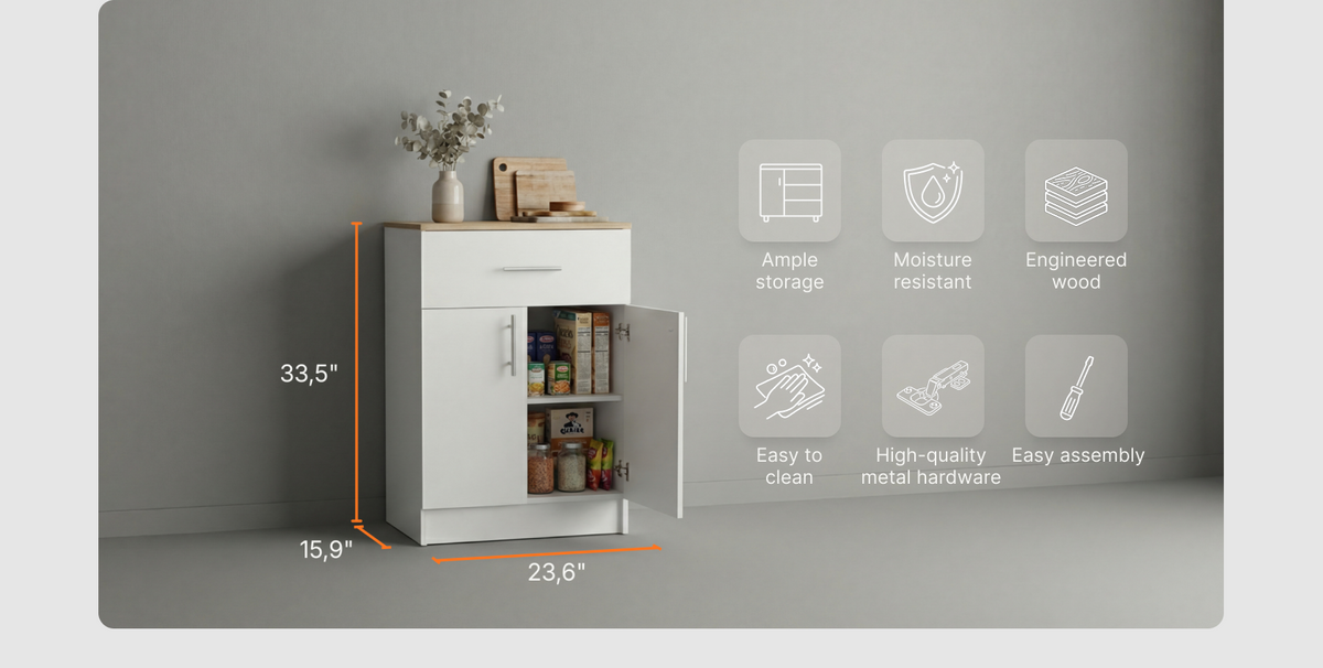 24-Inch Barbados Pantry Cabinet with Double Door – dimensions