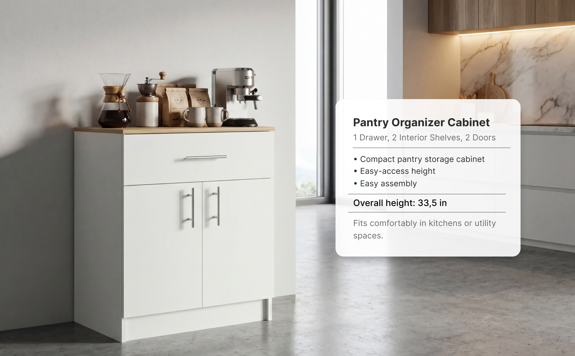 24-Inch Barbados Pantry Cabinet with Double Door – Hero