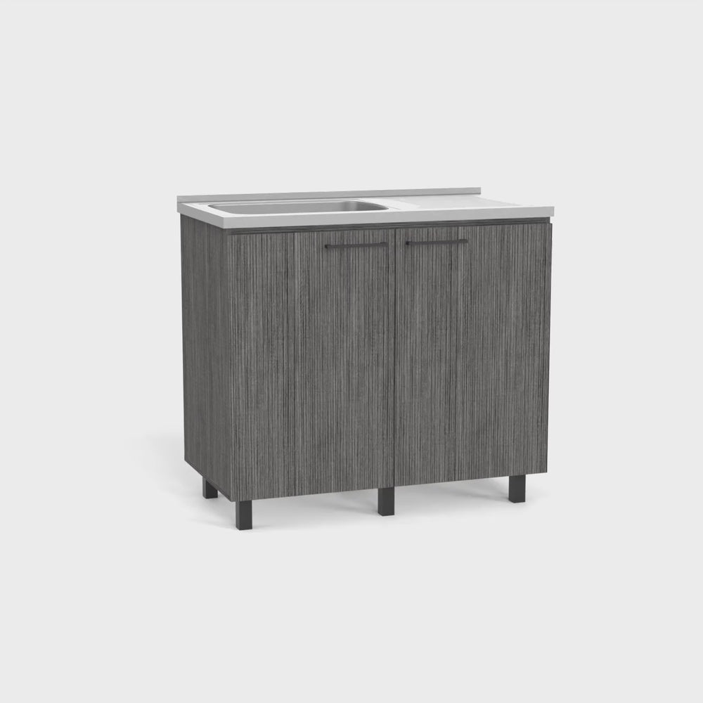 Salento Two Freestanding Utility Base Cabinet with Stainless Steel Cou ...