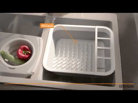 Video Cutting Board with Built-In Strainer for Kitchen Sinks