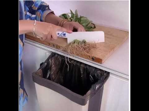 Video Door-Mounted Pull-Out Trash Bin for Kitchen Cabinets