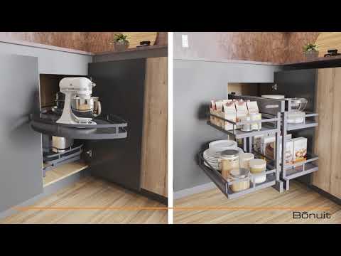 Video Pull-Out Blind Corner Cabinet Organizer, Soft-Close