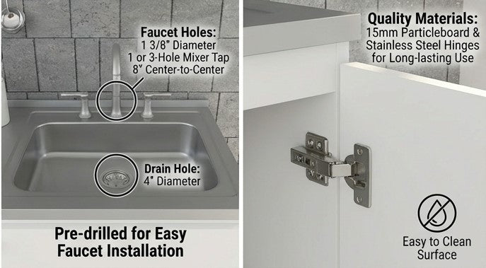 39-Inch Salento Freestanding Utility Sink Cabinet with Double Door – features