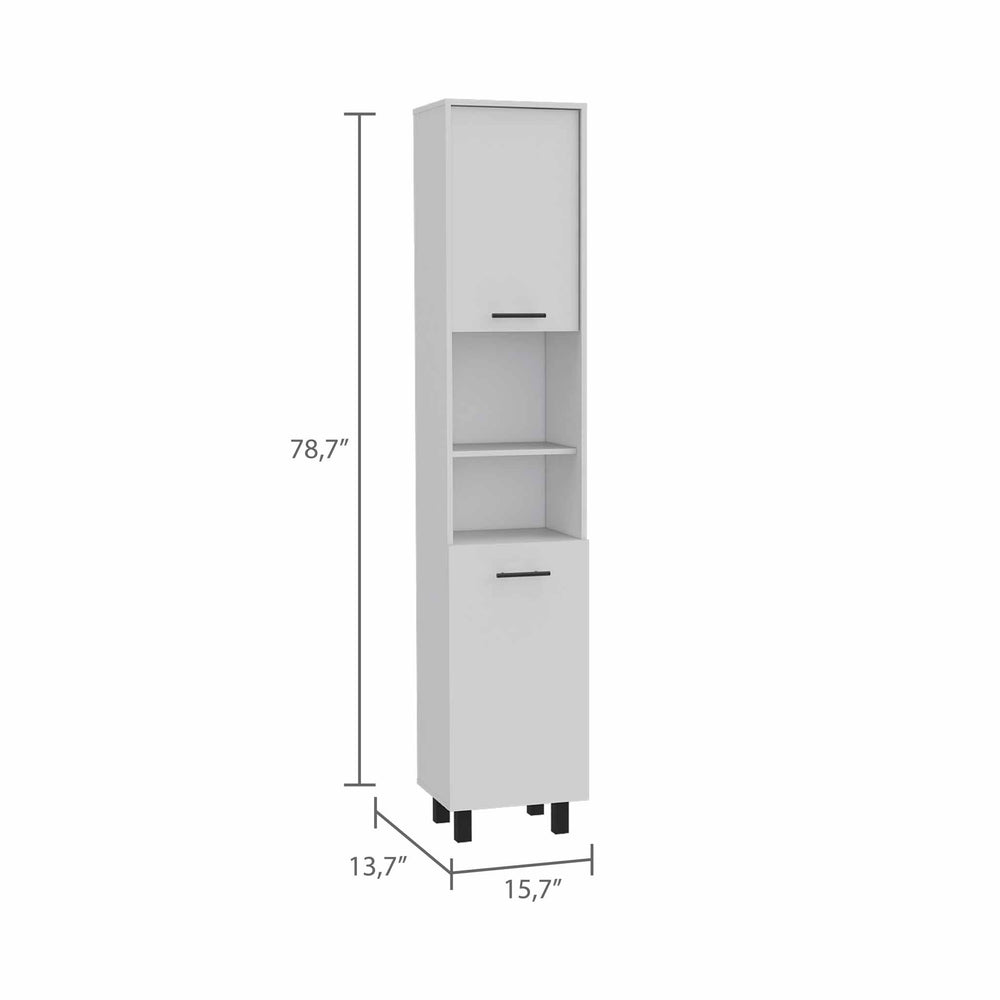 Ikaria Kitchen Pantry Cabinet with 2 Open Shelves – Slim, Space-Saving Footprint