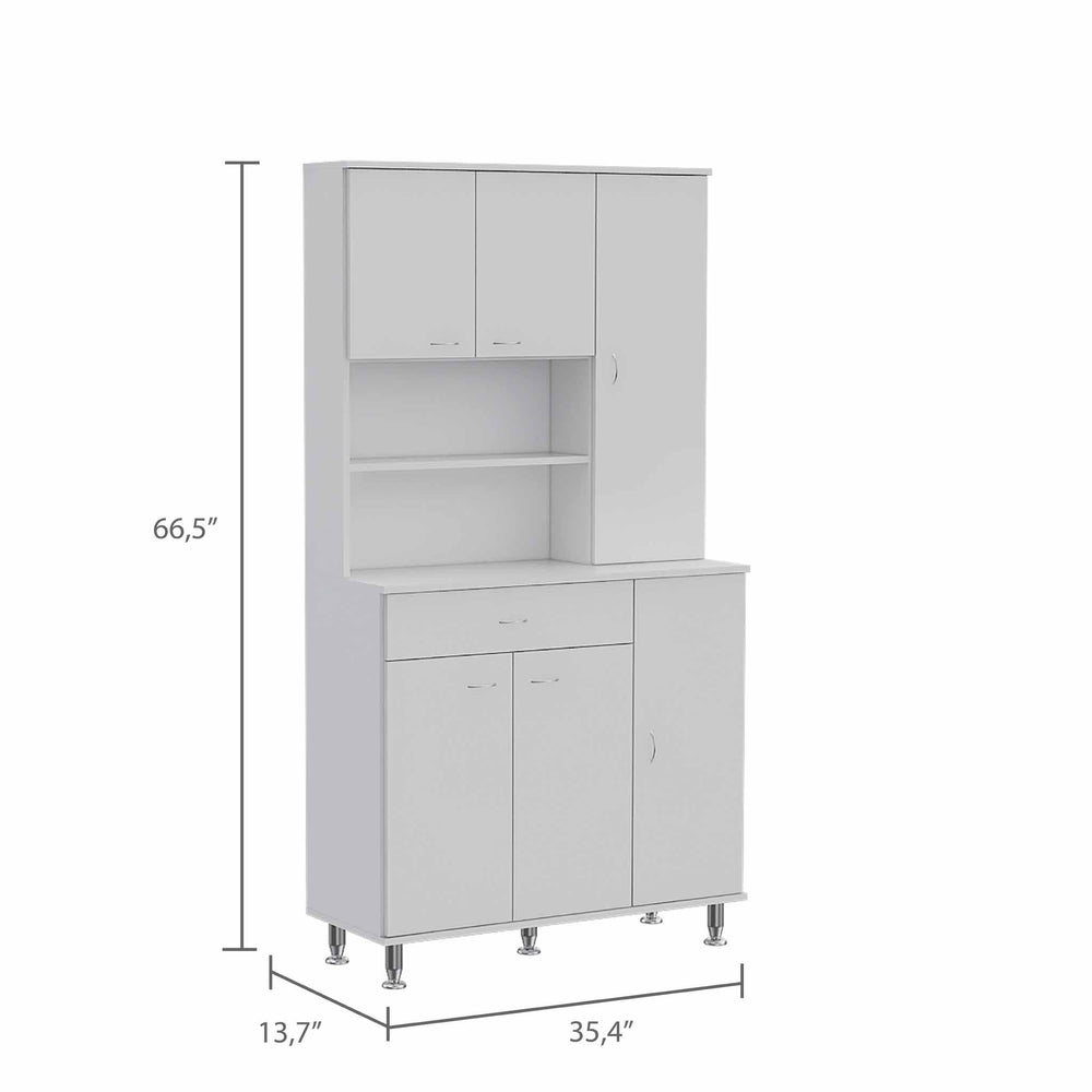 Helis Kitchen Pantry Cabinet with 1-Drawer and 2 Open Shelves – Versatile Middle Drawer