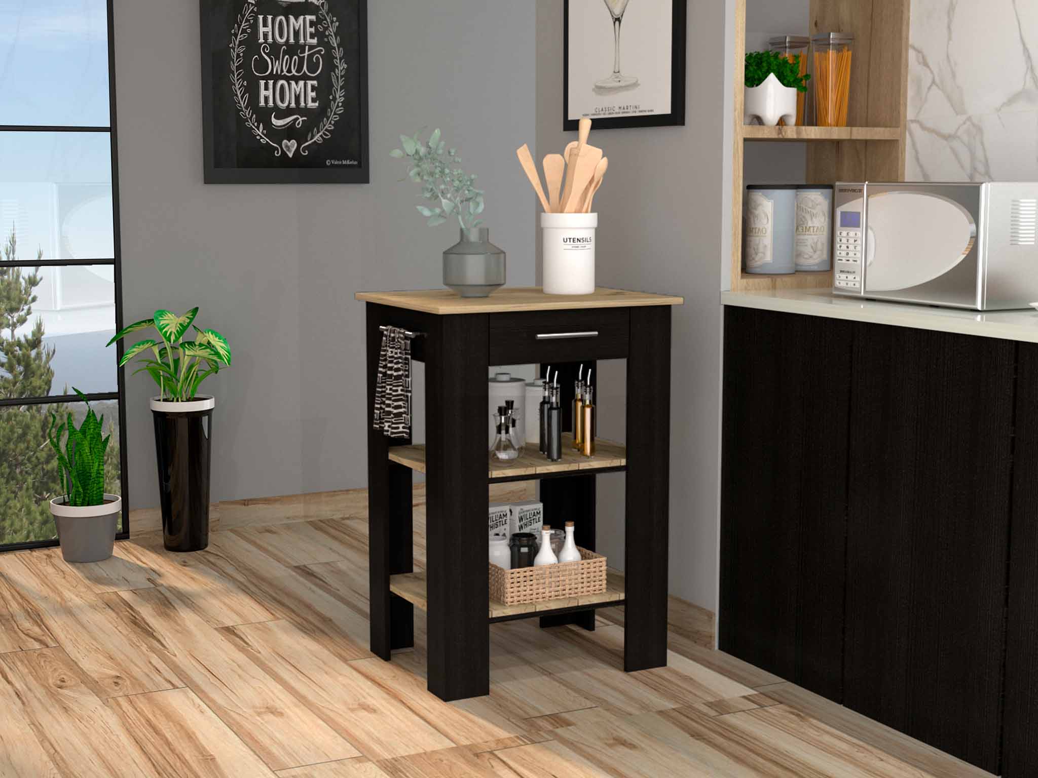 Black Light Oak Kitchen Island Depot