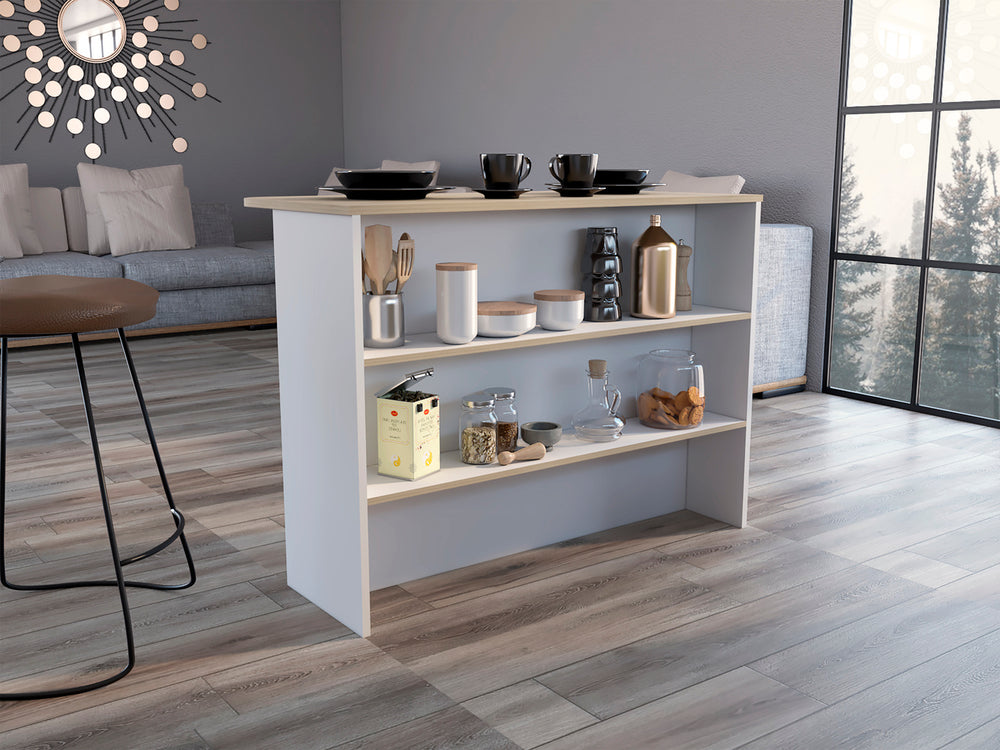47-Inch Britton Kitchen Island – Open Interior Shelving